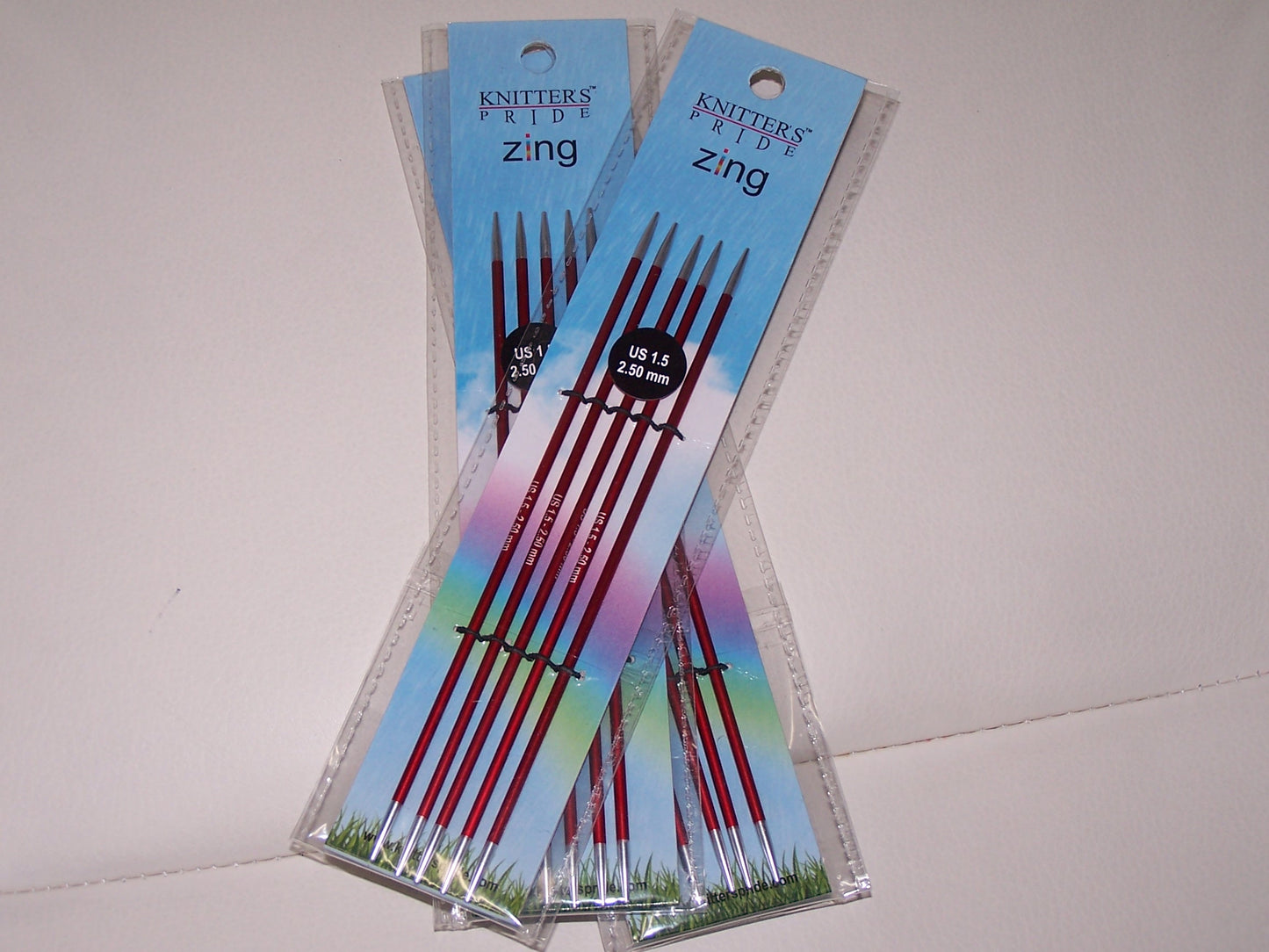 Knitters Pride Zing US 1.5 (2.50mm) size 6" inch DPN's